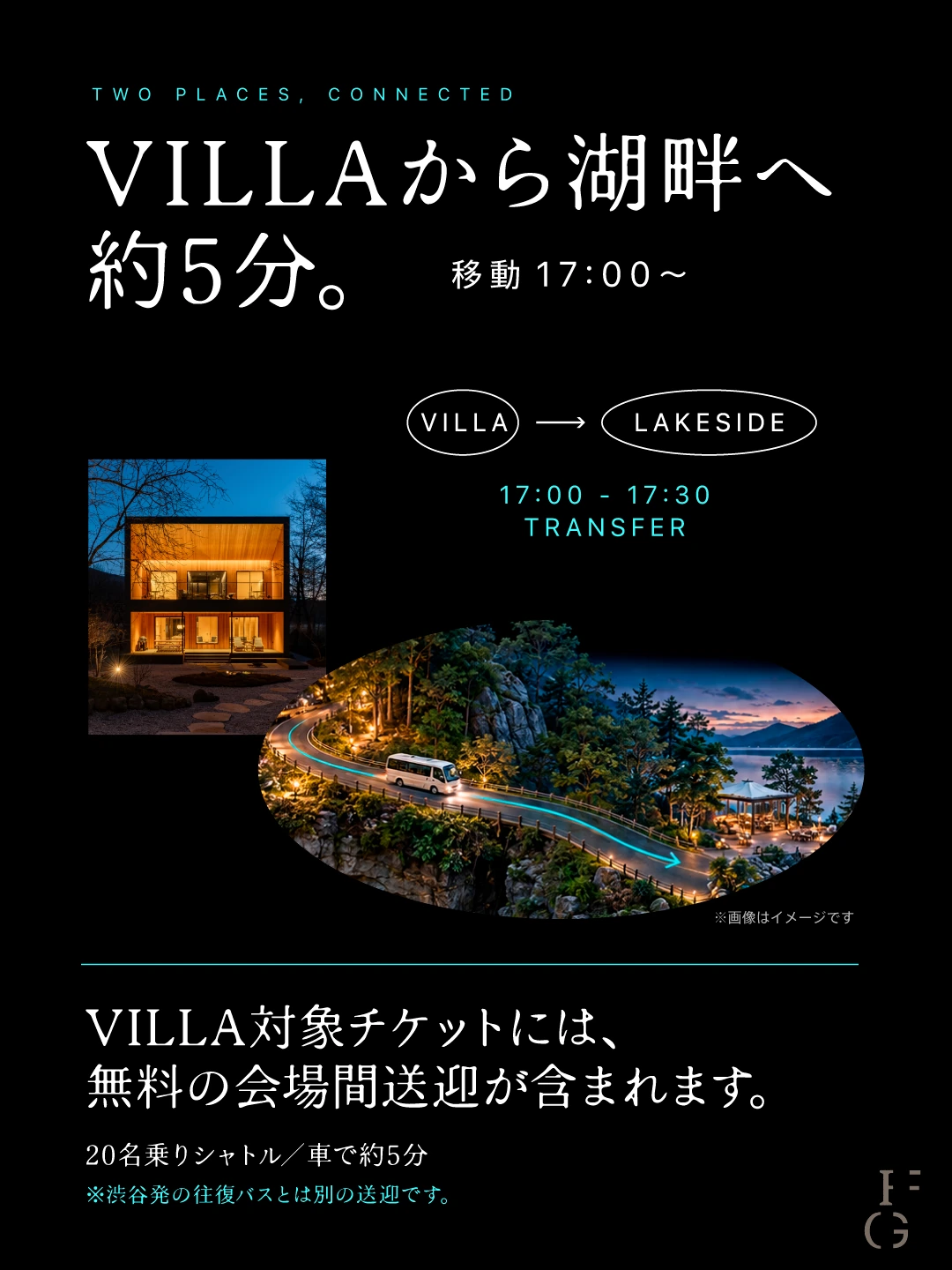 VILLAから湖畔へ
